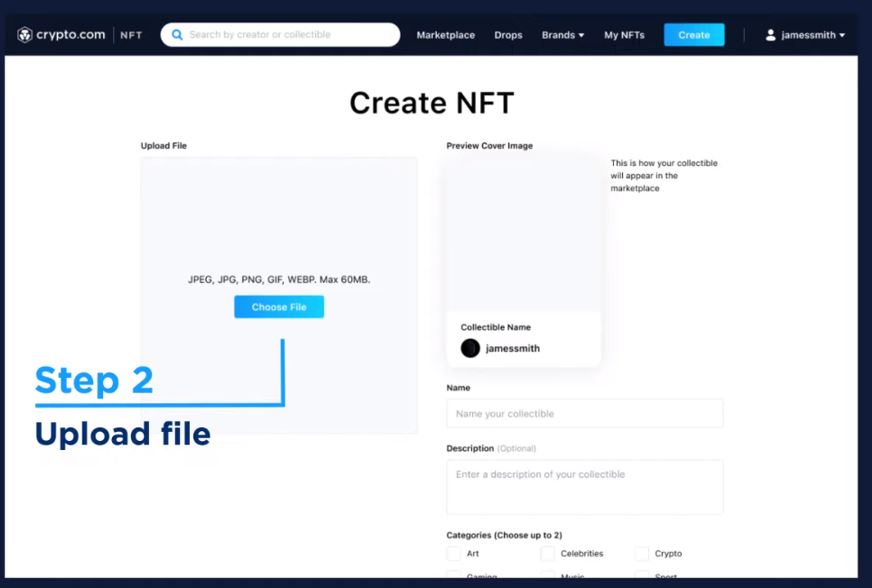 ساخت NFT در Crypto.com